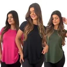 Kit 3 Blusas Mullet Feminina T-shirt Sobre Legging Tapa Bumbum Viscolycra Academia Fitness Blogueira