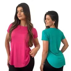 Kit 2 Blusas Mullet Feminina T-shirt Sobre Legging Tapa Bumbum Viscolycra Academia Fitness Blogueira