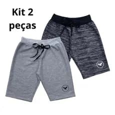 Kit 2 Bermudas shorts Infantil Masculina Moletom Moletinho Menino criança 02 a 12 anos