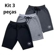 Kit 3 Bermudas shorts Infantil Masculina Moletom Moletinho Menino criança 02 a 12 anos