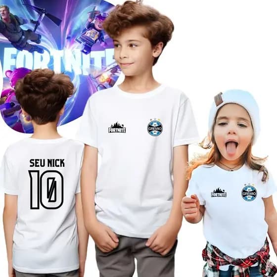 Camisa Grêmio Fortnite Infantil Blusa gremio Personalizada