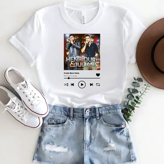 Camisa Henrique e Juliano Fã Blusa Cantor Musicas T Shirt