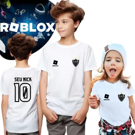 Camisa infantil Roblox Atlético Mineiro Blusa Do Galo Menino Menina