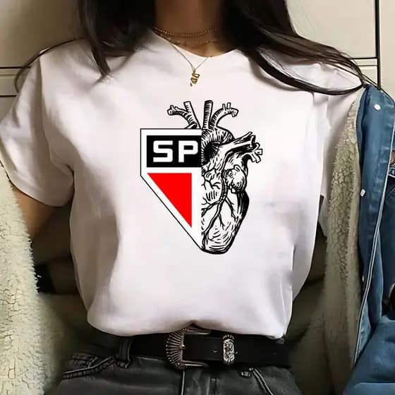 Camisa Do Sao Paulo Coraçao Tricolor Camiseta Feminina / blusa Do Sao Paulo baby Look