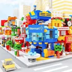 Mini City Street View Building Blocks Mcdonod House Brinquedos Educacionais Infantis
