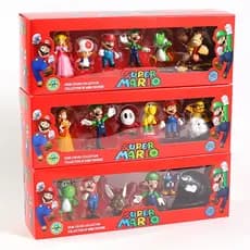 6 Pçs/set Super Luigi Bros Anime Figuras Boneca Yoshi Donkey Kong Cogumelo PVC Modelo Brinquedos Crianças