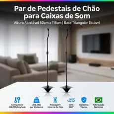 PAR DE SUPORTE PEDESTAL DE CHÃO PARA CAIXAS DE SOM HOME TEACHER SUPORTE REDONDO COM AJUST DE ALTURA