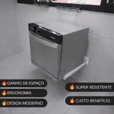 Suporte Para Lava Louças De Parede Reforçado 90kg Universal 8 e 10 Serviços Aço Carbono