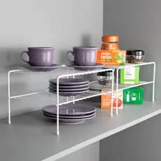 Kit 2 Prateleiras Divisoras Armário Dupla Cozinha 32cm 2 andares Rack Organizador Aramado Multiuso