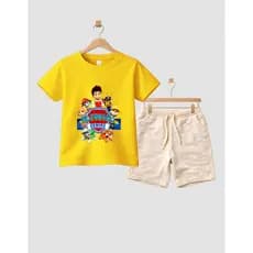 Camiseta Short Conjunto Infantil Patrulha Canina Em Algodão Conjunto De Bermuda Juvenil Conjunto De Bermuda Juvenil
