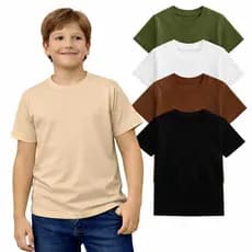 Kit com 2 e 5 Camiseta Infantil 100% Lisa Básica Manga Curta Unissex Masculina e Feminino Lisa