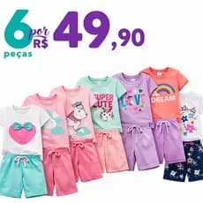Kit C/6 peças Conjuntos Verão menina Infantil e Juvenil tamanho 01 ao 14