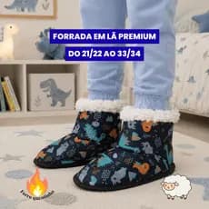 Pantufa infantil botinha menino e menina de Lã Estampa gato cachorro unicórnio Solado resistente