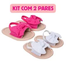 Kit 2 Sandálias de bebê infantil menina de Laçinho