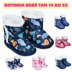 Botinha Bebê Pantufa Menina e Menino Tam 14 ao 22 Forrada Em Lã Inverno Com Solado Antiderrapante