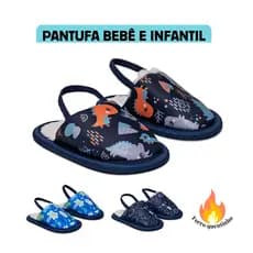 Pantufa de Bebê e Infantil Menino Com Elástico Lã Carneirinho e Solado Antiderrapante