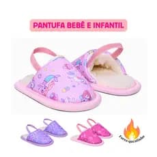 Pantufa de Bebê e Infantil Menina Com Elástico Lã Carneirinho e Solado Antiderrapante