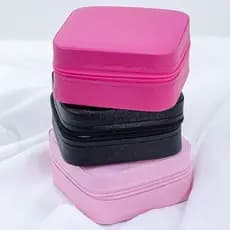 Mini Porta Joias Portátil Estojo Com Zíper Necessaire Compacto Seguro