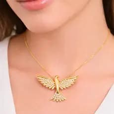 Colar Espírito Santo Com Zircônias Moda Feminina Banhado