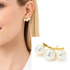 Brinco de Perola Delicado Feminino Banhado a Ouro