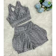 Conjunto corrida short duplo academia, top / cropped bojo removível Viveza Fitness
