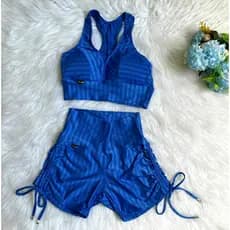 Conjunto Academia short lacinho top nadador bojo removível 3D poliamida Viveza Fitness