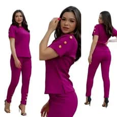 Conjunto Feminino De Calça E Blusa Jacquard Para Mulher Super Elegante