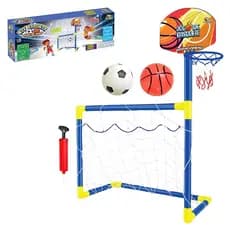 Futebol 2 e 1 com Cesta Basquete C/ 1 Bola Futebol e 1 de Basquete - Golzinho Infantil Mini com Trave e Rede