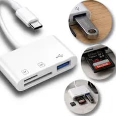 Adaptador Usb Tipo C Leitor De Cartão De Memória 3 Em 1 Usb 3.0 Sd Micro Sd Otg Compatível