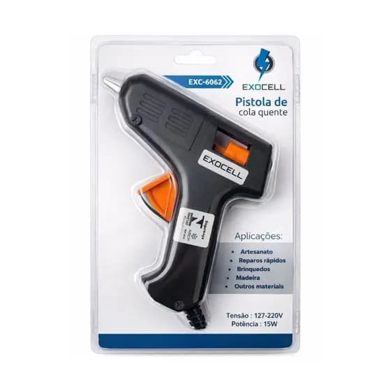 Pistola de Cola Quente 15W Bivolt 127–220V Ideal para Artesanato e Reparos