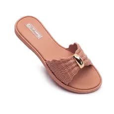 Rasteira feminina chinelo Slide Laço amendoa Confortavel