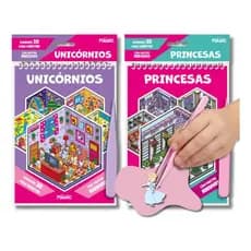 Livro Infantil Cenários 3D com Adesivos Reutilizáveis Capivaras, Dinossauros, Princesas Brinquedo Educativo