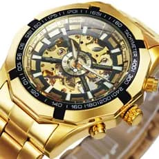 Winner Forsining Men Skeleton Automatic Mechanical Gold Skeleton Vintage Top Brand Luxury Watches