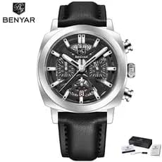 Relógios BENYAR Para Homens 5205 Novo Relógio De Pulso De Quartzo Com Mostrador Luminoso De 43 Mm Cronógrafo 50M À Prova