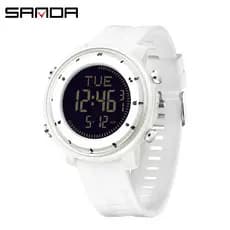 SANDA SD6378 Relógio Digital Masculino Multifuncional Cronômetro Calendário Luminoso Relógios Esportivos Ao Ar Livre Par
