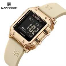 NAVIFORCE Relógios Femininos Moda Multifuncional À Prova D'água Relógio Digital Hora Data Semana Display Pulseira De Sil