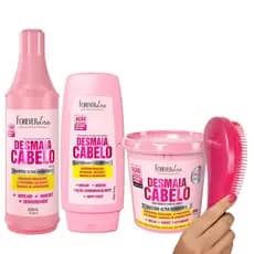 Kit Desmaia Cabelo Shampoo E Condicionador E Máscara 350g + Escova De Cabelo Forever Liss