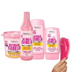 Kit Desmaia Cabelo Shampoo E Condicionador + Máscara 350g + Leave-In + Escova De Cabelo Forever Liss