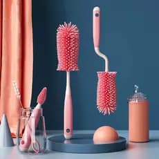 Kit4 de Limpeza Completo 360 Graus para Mamadeira, Chupeta e Canudo - Escova de Silicone e Ferramentas Pequenas