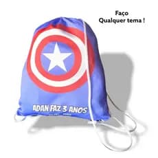 Kit 35,40 Mochila sacolas Personalizada FAZEMOS QUALQUER TEMA 20x25 sublimação