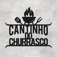 Placa Cantinho Do Churrasco Mdf 40x27cm Decoração Para Área Gourmet Quadro Aplique Churrasco Cozinha