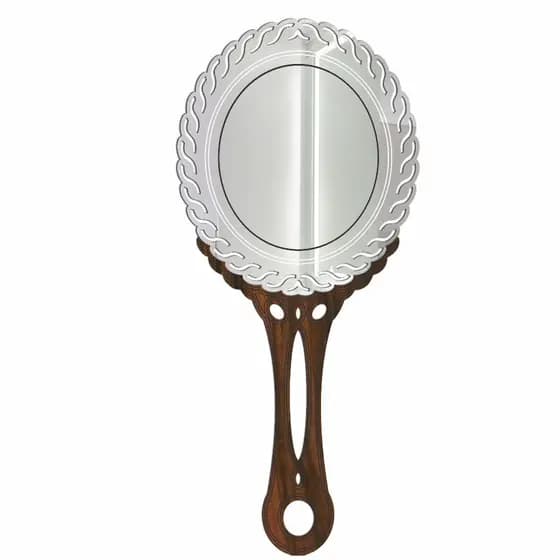 Espelho De Mão Princesa Para Maquiagem Provençal De Luxo Oval Mdf Vintage Retrô Acrílico Grande 26cm