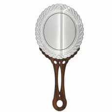 Espelho De Mão Princesa Para Maquiagem Provençal De Luxo Oval Mdf Vintage Retrô Acrílico Grande 26cm