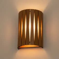 Luminária Arandela De Parede Interna Led E27 Rústica Moderna Em Madeira 24cm