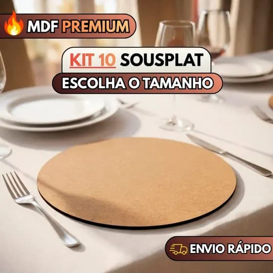 Kit 10 Sousplat Supla Mesa Posta Jogo Americano Artesanato Vários Tamanhos Mdf Cru 3mm Decorativo