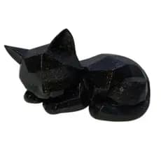 Gatinho com Brilho Dourado Decoração Fofo Dormindo LowPoly