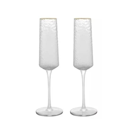 2 Taças Champagne Cristal Ecológico Fio Ouro 300ml – Lyor