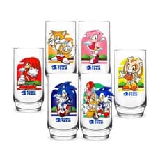 Jogo 6 Copos Vidro Temático Sonic The Hedgehog 300ml Jogos Estampa Decorativo Resistente Casa
