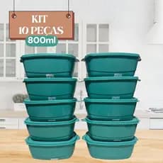 Kit Com 10 Potes Para Marmita Hermetico Ideal Para Armazenar Alimentos, Pode ir Freezer/Micro ondas