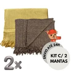 Kit 2 Mantas Para Sofá 2 ou 3 Lugares/Cama Luxuosa Grande 210x120 Tipo Capa Protetora 100% Algodão